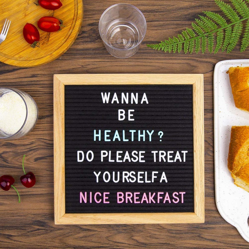 G GAMIT Felt Letter Board Message Board 10x10inch with Stand,Pre-cut&Sorted 805pcs Changeable Letters+Weeks &Months Cursive Words,Word board Sign board with Sorting Tray&Gift Box(Black) - Image 5